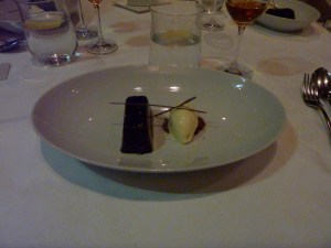 Pave of chocolate with Cream cheese ice cream