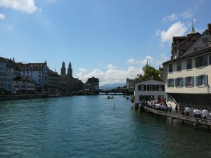 Looking up river with Grossmunster on the left
