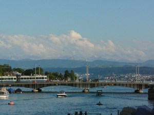 Across the lake to the Alps
