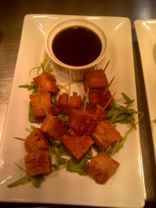 Crispy pork belly with BBQ sauce