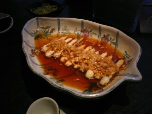 Chili spiced bamboo clams (steeped in Chinese rose wine and chili sauce)