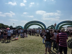 The crowd getting ready for the Rolling Stones concert