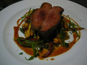 Duck with wok fried vegetables