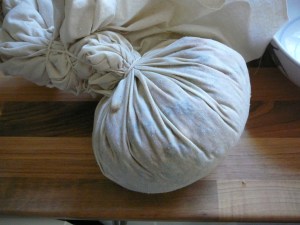 Too much cloth, knotting away.