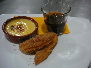 Crema Catalana, churros with chocolate
