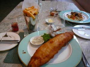 Beer battered fish and chips