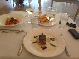 Lunch, fettucine and barramundi
