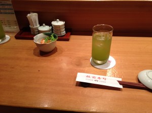 Nice glass of iced green tea.