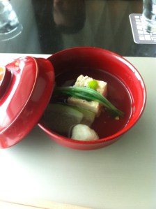 Clear broth, tofu skin, prawn dumpling