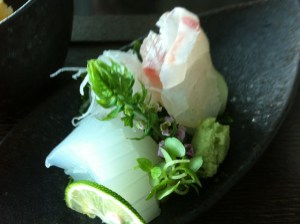 Sashimi squid and sea bream