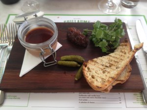 Pate, pear relish and crusty bread
