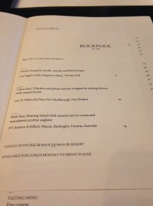 Rockpool Prix Fixe Menu