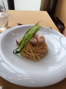 Gragnano spaghetti with red shrimp