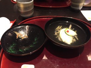 Clear soup with pike conger eel dumpling 