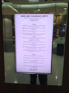 Black By Ezard, exterior menu