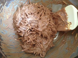 Mixing in the noodles