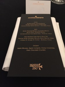 Our menu for the evening