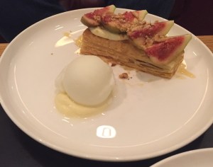 Fig, Toasted hazelnut and honey tart, Qantas First Class Lounge Sydney