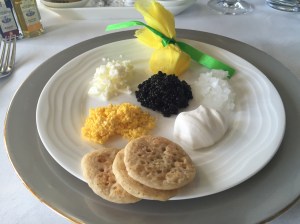 Caviar entree - Emirates First Class Dubai to Geneva