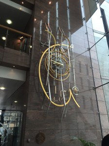 Unique clock in foyer