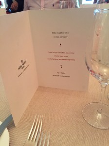 Beau Rivage Neuchatel, menu