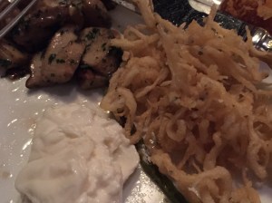 Antipasti,eggplant, burrata and whitebait