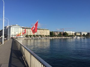 On the Pont du Mont Blanc