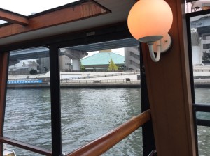 Looking to Ryogokan and the Kokugikan (Sumo Stadium with the green roof)