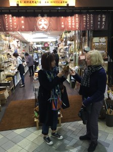 Discussing brushes at the amazing brush shop